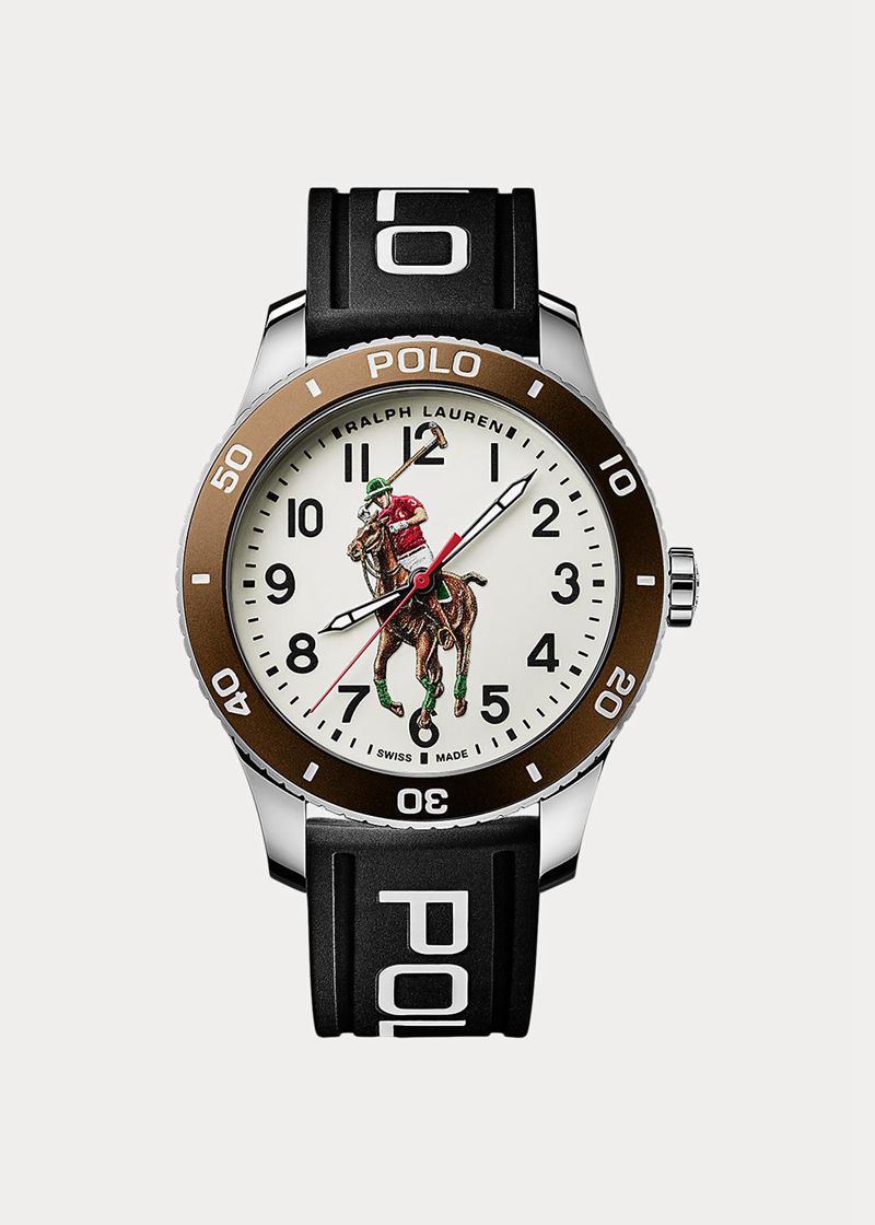 ポロ ラルフ ローレン 時計 レディース 白 Polo Watch Brown Bezel White Dial EOYGT9412